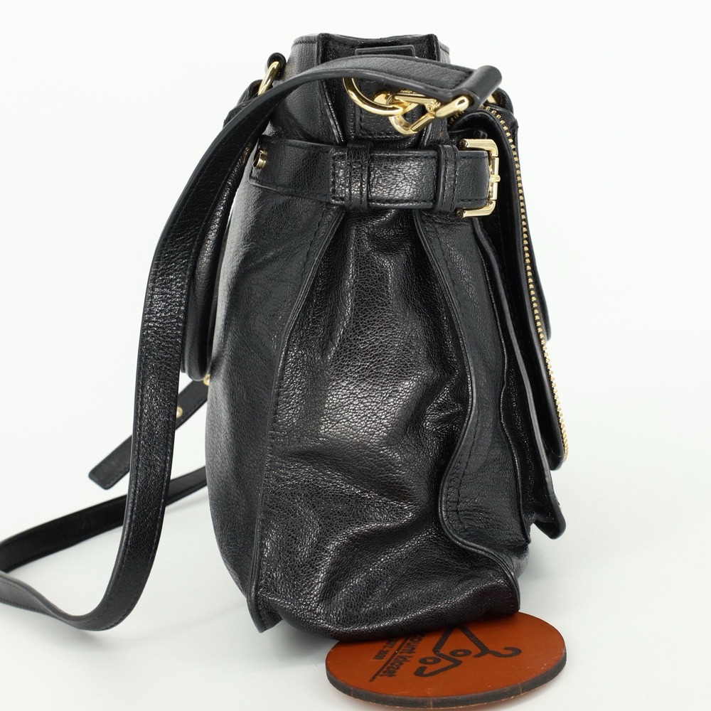 MICHAEL KORS Naomi Large Satchel Black Luxury‎ Leather Zippers Handbag Purse Bag - Picture 3 of 12
